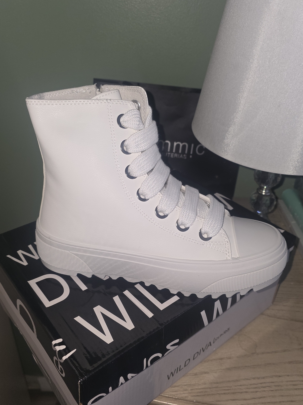 Wild Diva White Lace-Up High-Top Platform Boots